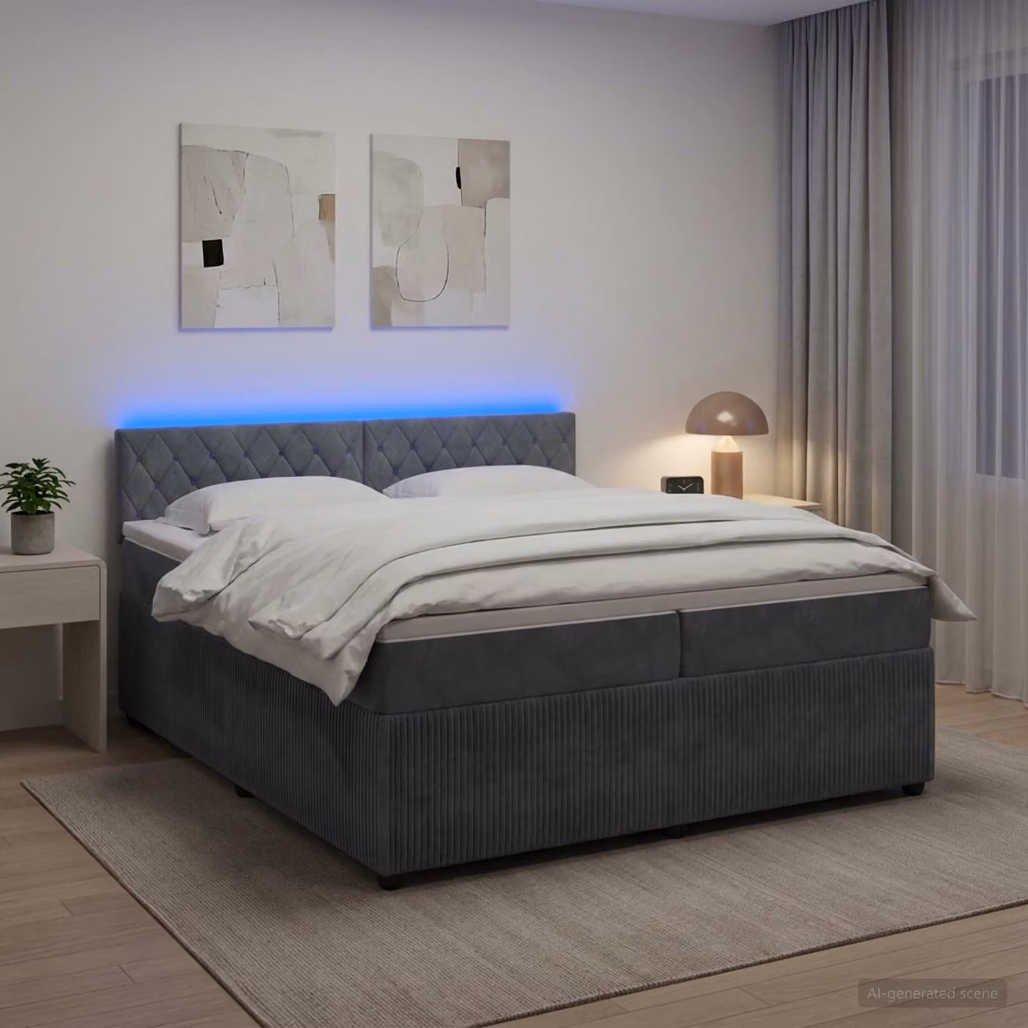 vidaXL Letto Box Spring Ibrido con Materasso a Molle Insacchettate in Velluto Grigio Scuro L/P: 200 x 200 cm
