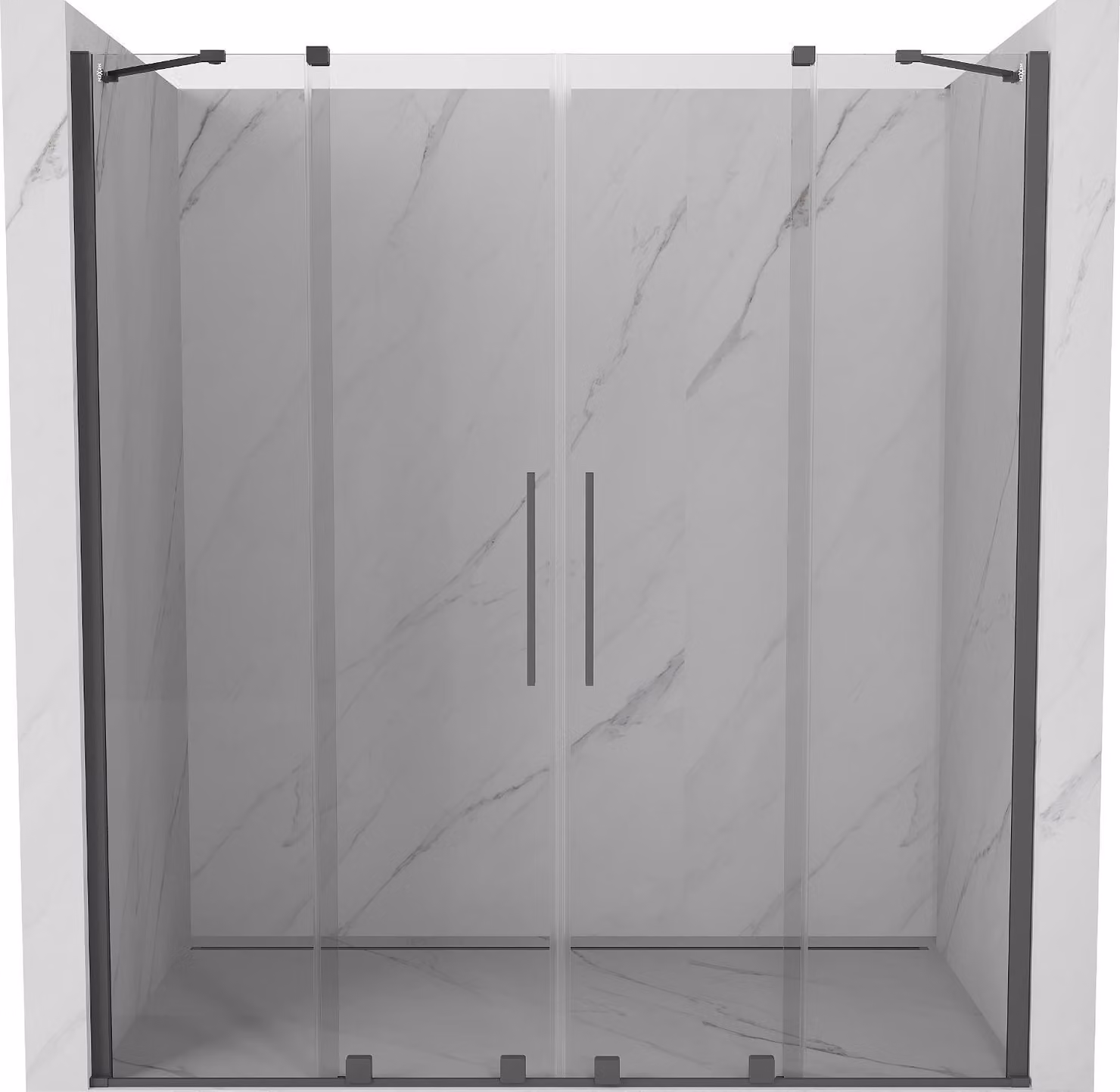 Mexen Velar Duo porta doccia scorrevole 180 cm, trasparente, grigio canna di fucile spazzolato - 871-180-000-02-66