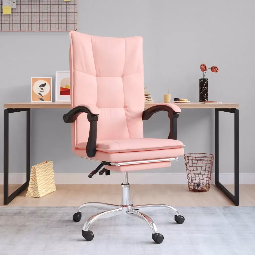 Sedia da ufficio executive reclinabile Design In in similpelle rosa con poggiatesta e rotelle – 2