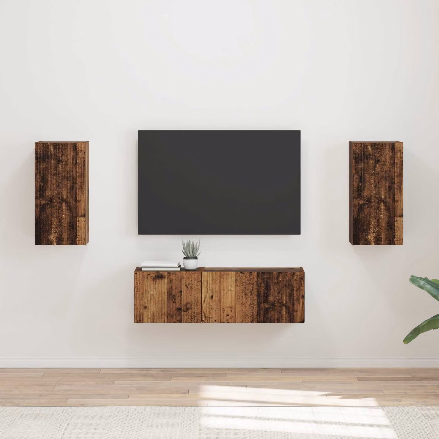 Set di 4 mobiletti da TV a parete vidaXL in legno marrone stile moderno – 1