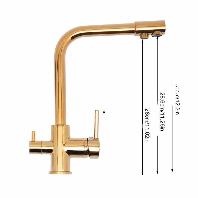 Rubinetto da cucina, finitura oro, rotazione a 360°, doppio controllo dell'acqua , oro