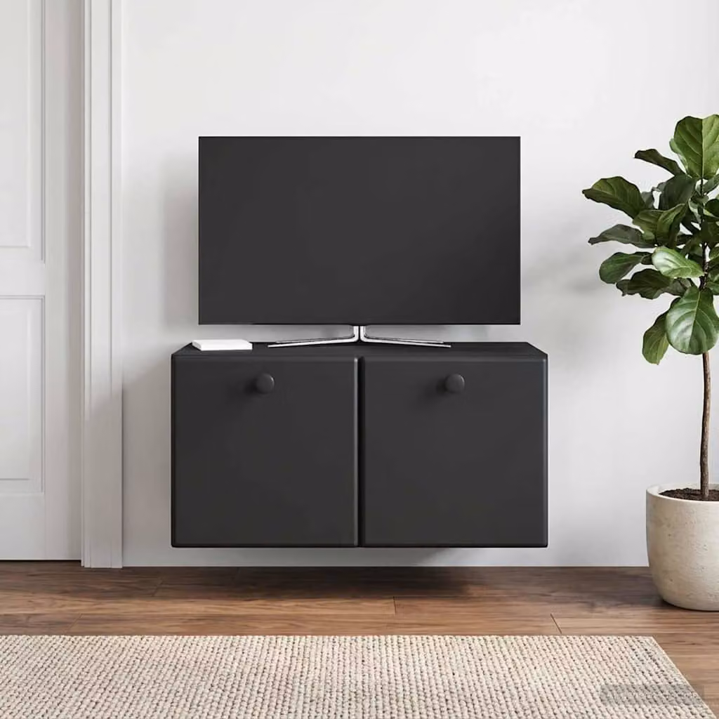 vidaXL Mobile Porta TV da Muro Moderno in MDF Nero L: 59,5 cm, P: 31 cm, H: 30 cm