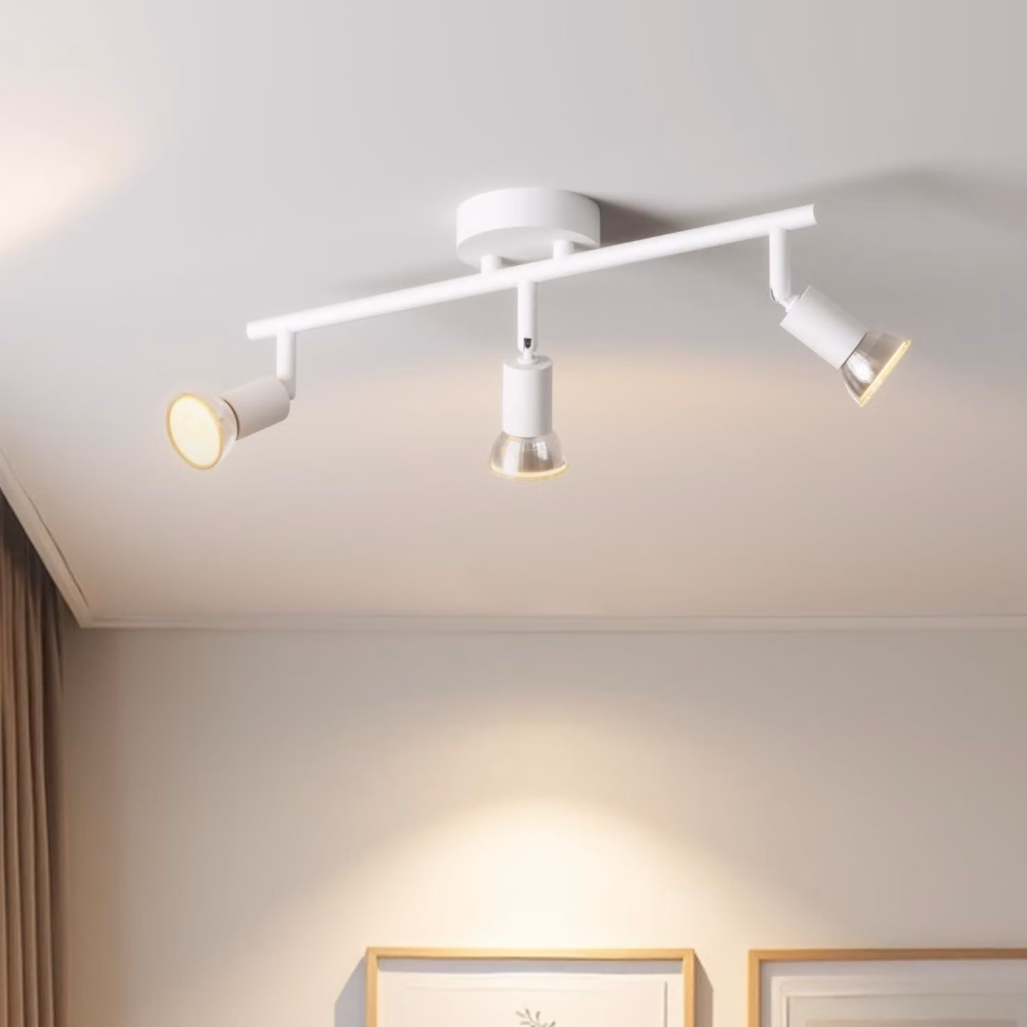 LVWIT Lampada da soffitto a LED, soggiorno, lampada da soffitto a 3 luci, bianca, lampada da soffitto, faretto - Faretto da soffitto orientabile 350° - Lampada orientabile per cucina, faretto, lampada da soffitto, camera da letto (senza lampadine)