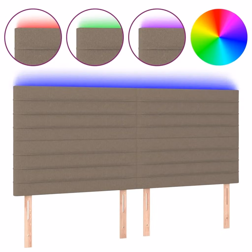 Testiera con LED e porta di ricarica USB vidaXL in tessuto beige o grigio, L: 160 cm, P: 5 cm, H: 118-128 cm – 2