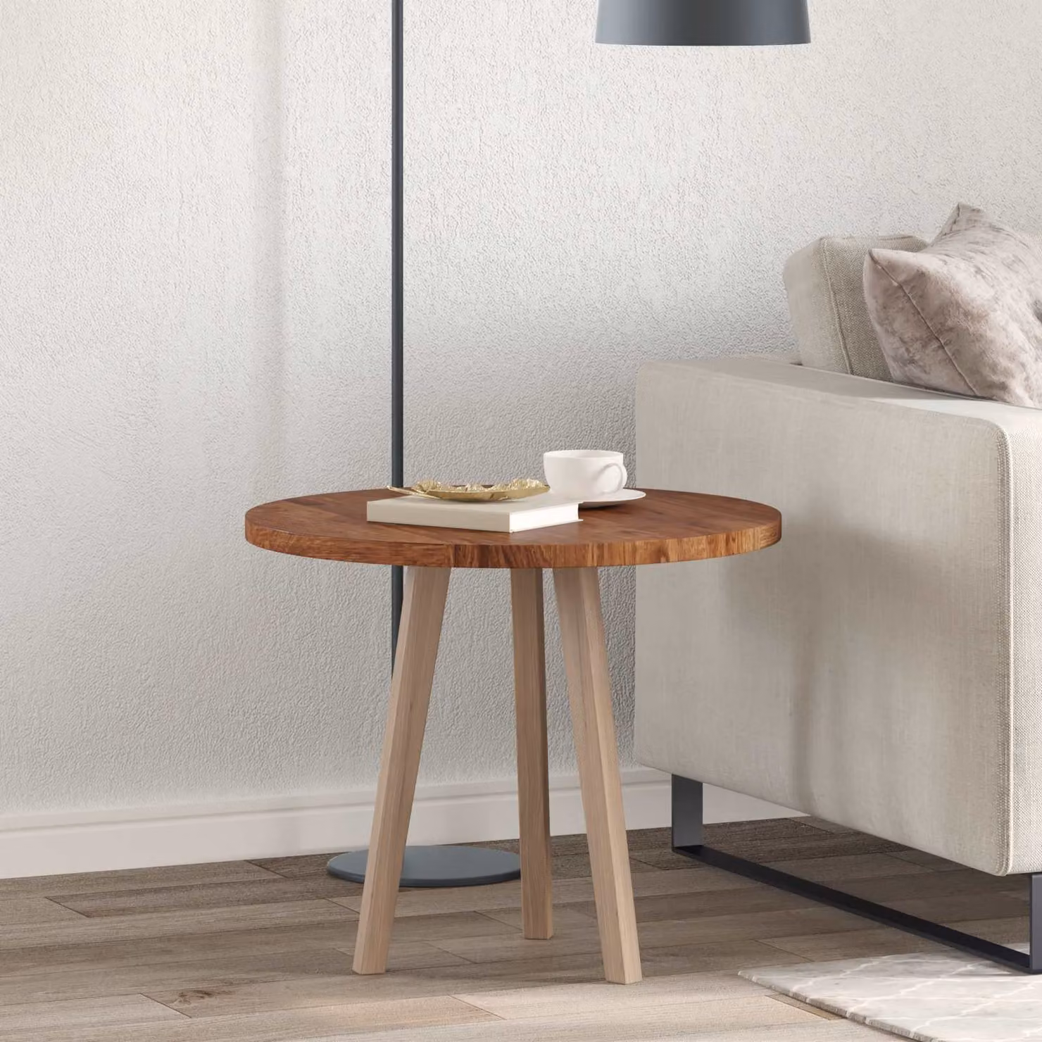 Piano del tavolo rotondo vidaXL in legno di quercia marrone chiaro, Ø 60 cm, Spessore: 2,5 cm