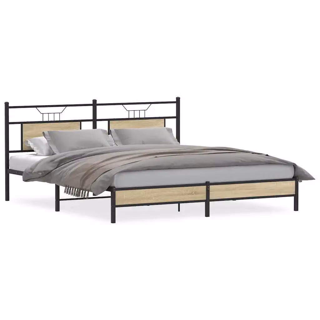 Giroletto senza materasso vidaXL in Rovere Sonoma e metallo L: 188 cm, P: 207 cm, H: 91,5 cm – 2