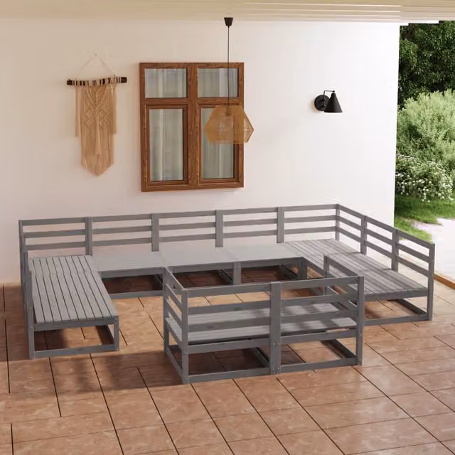 Set Divani da Giardino 11 pz in Legno Massello di Pino 3076211