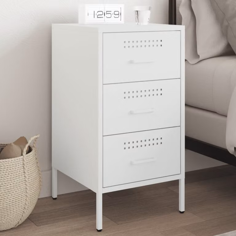 Comodino vidaXL in metallo bianco stile industrial L: 36 cm, P: 39 cm, H: 68 cm