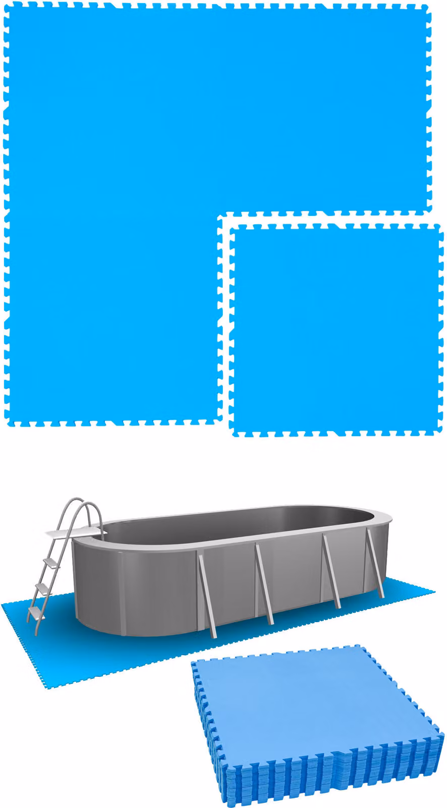 10,1 m² di sottofondo per piscina - 16 tappetini in EVA 81x81 sottofondo per piscina - set di tappetini per sottofondo