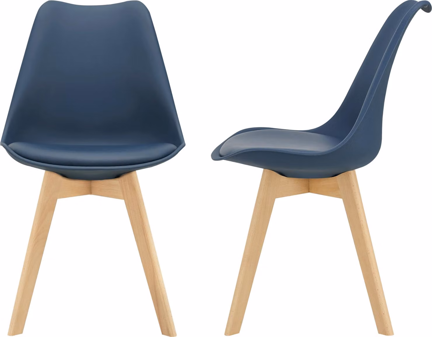 Sedia da pranzo 'Fläten' set di 2 sedie imbottite in ecopelle blu