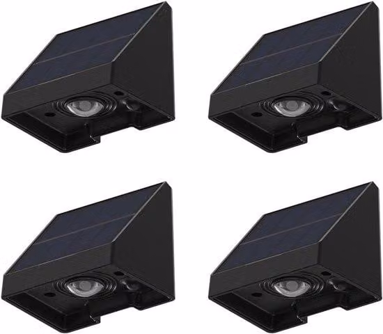 Impianto di illuminazione solare a 4 luci per recinzioni - impermeabile per esterni