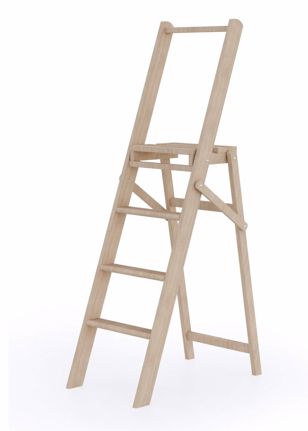 Scala a due piedi in legno di faggio, con 4 gradini, portata massima 120 kg,