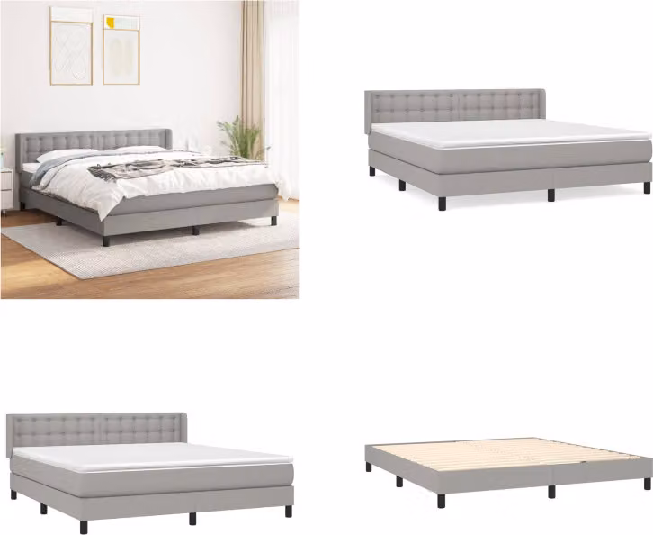vidaXL Letto matrimoniale con materasso in tessuto grigio chiaro 180x200 cm - Letto matrimoniale - Boxspringbetten - Bett - Schlafzimmermöbel