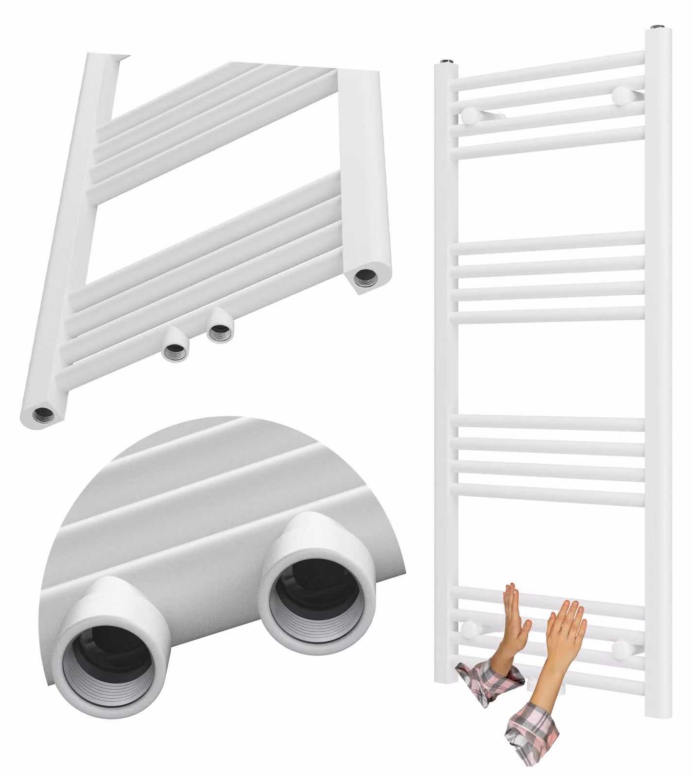 Granitan - Termoarredo bagno - Scaldasalviette 110x50 cm - Radiatore bianco - 437 W - RAVEN