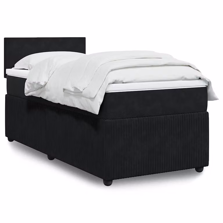 vidaXL Giroletto a Molle con Materasso in Velluto Nero L/P: 100 x 200 cm