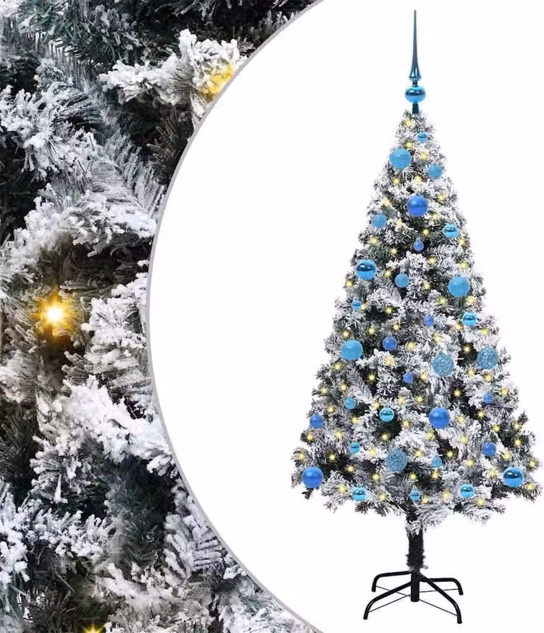 Albero di Natale artificiale con 150 LED con supporto bianco 150 cm