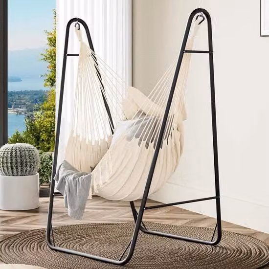 Hangmat con struttura in acciaio stabile - Peso massimo di 150 kg - Sedile oscillante con cassetto laterale per terrazza, balcone e giardino