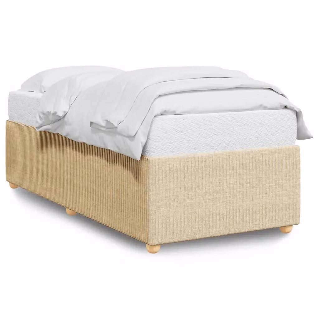 Struttura Letto Giroletto Design Mania in Tessuto Beige con Doghe in Legno L: 200 cm, P: 80 cm – 2