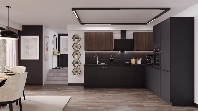 Cucina ad angolo SIENA + MONZA 280x270 cm Cucina componibile Cucina ad angolo Cucina Noce Nero