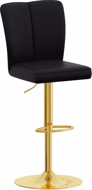 Set di 2 sgabelli bar regolabili in altezza, girevoli 360°, design nero e oro in pelle PU idrorepellente