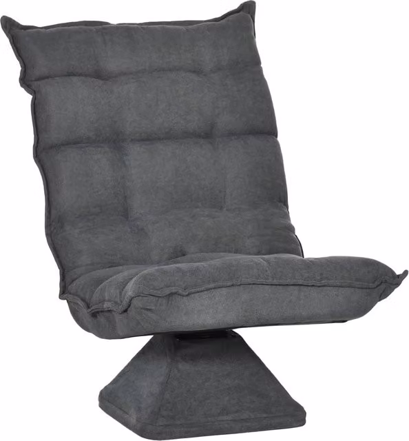 Poltrona relax da pavimento girevole con schienale regolabile fino a 120°, struttura in acciaio grigio