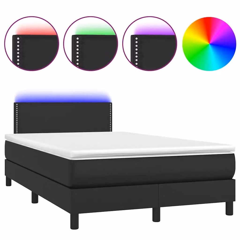 Letto Ibrido vidaXL con Materasso, Illuminazione LED Sotto il Letto e Porte USB, Similpelle e Tessuto, Nero, L/P/H: 120 x 200 x 88 cm – 3