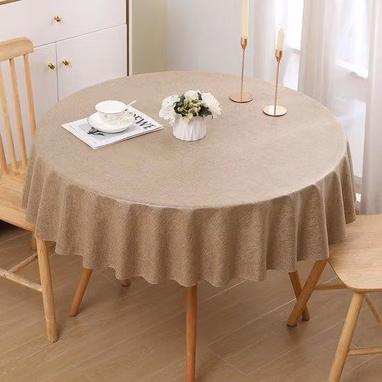 Runner da tavola idrorepellente in cotone, diametro 140 cm, marrone chiaro