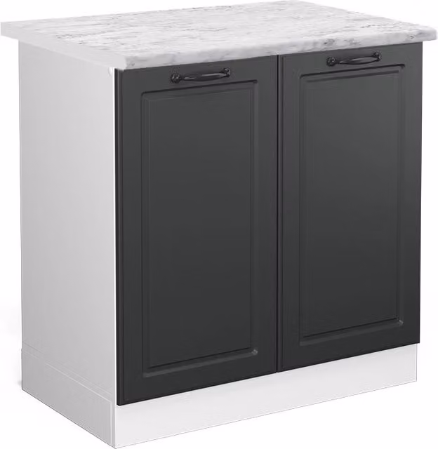 Mobile lavello cucina Vicco R-Line stile rustico antracite e bianco con piano in marmo L: 80 cm, P: 60 cm, H: 81,6 cm