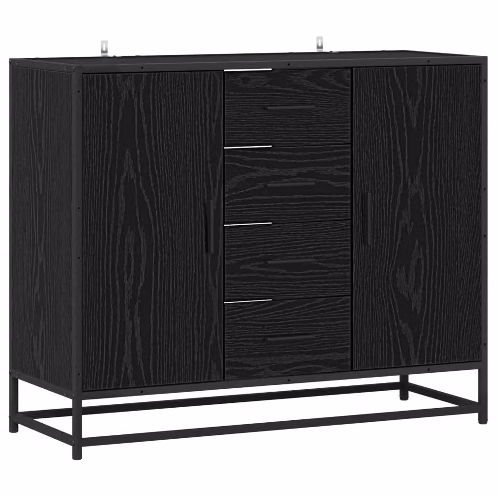 Credenza moderna vidaXL in legno MDF nero L/P/H: 92 x 35 x 76 cm – 2