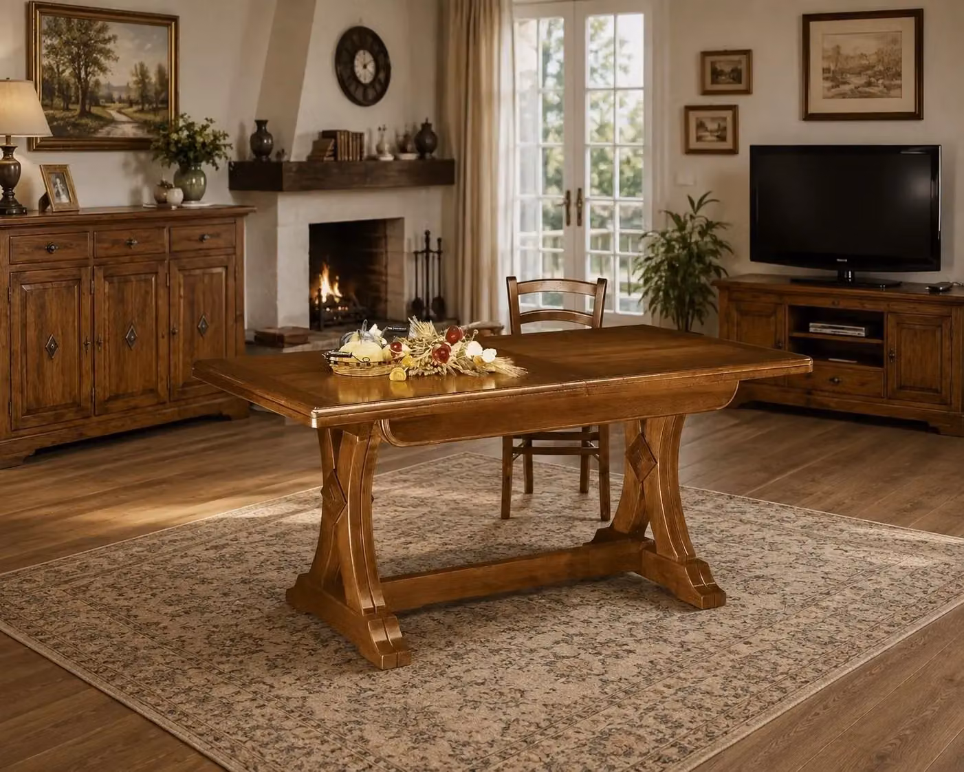 Tavolo rettangolare allungabile in legno stile arte povera Mobili 2G L: 180 cm, P: 85 cm, H: 78 cm – 3