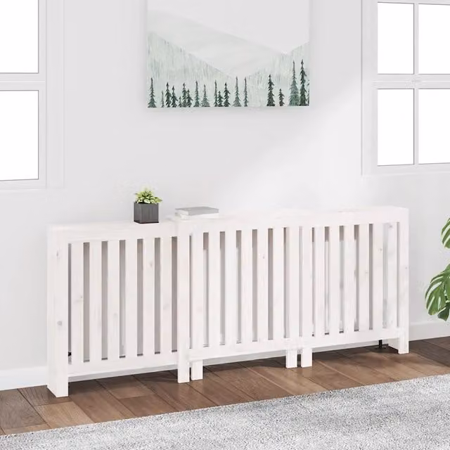 Copertura Termosifone Bianca 210x21x85 cm Legno Massello Pino 822587