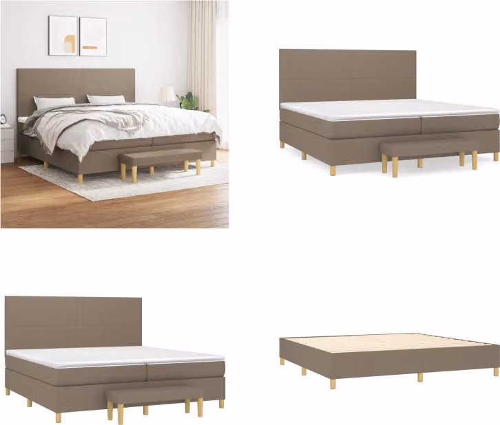 vidaXL Letto boxspring con materasso Taupe 200x200 cm in tessuto - Letto boxspring - Boxspringbetten - Bett - Schlafzimmermöbel