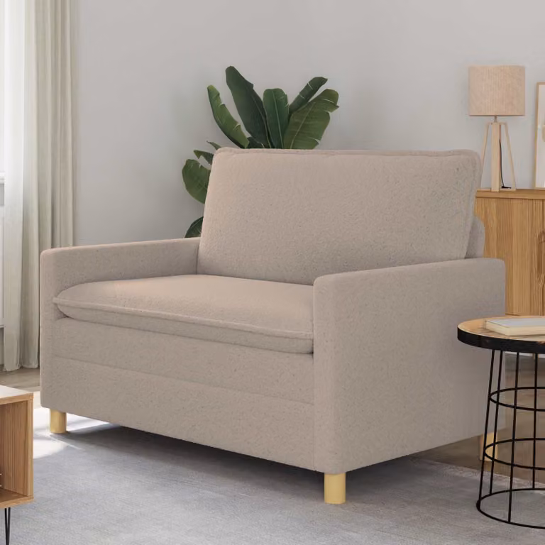 Divano moderno vidaXL in tessuto grigio chiaro con struttura in metallo, L: 126 cm, P: 81 cm, H: 87,5 cm