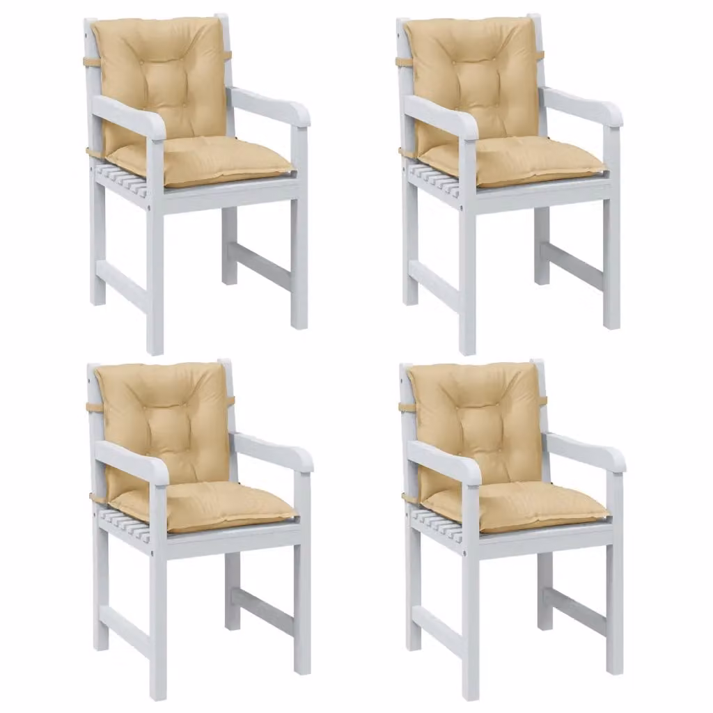 Set di 4 cuscini per sedia vidaXL beige mélange, modello moderno con schienale basso, resistenti ai raggi UV e antiscivolo, L: 100 cm, P: 50 cm, H: 7 cm