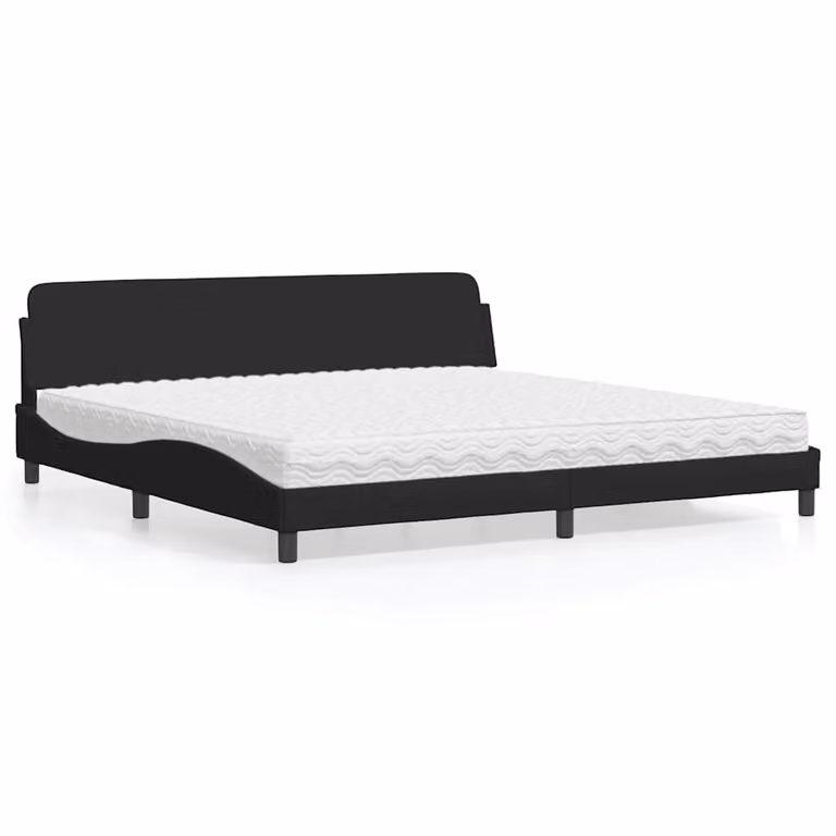 Letto con Materasso Dover vidaXL in Tessuto Nero L/P/H: 200 x 200 x 74,5 cm