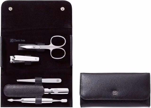 Set Manicure e Pedicure Zwilling Classic Inox 5 pezzi con custodia nera e argento