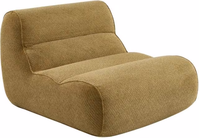 Poltrona moderna SWEEEK in tessuto con struttura imbottita, verde oliva e marrone, L: 108 cm, P: 66 cm, H: 95 cm – 1