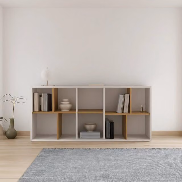 Libreria Nisha DMORA moderna in MDF per soggiorno, camera da letto o ufficio, Rovere e Bianco, L: 78 cm, P: 36 cm, H: 183 cm
