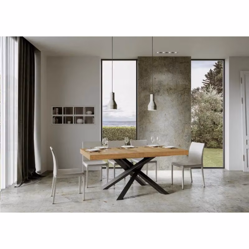 Tavolo allungabile Itamoby Volantis con telaio antracite e piano in legno quercia natura L/P/H: 160 x 90 x 77 cm (estendibile fino a 264 cm) – 2