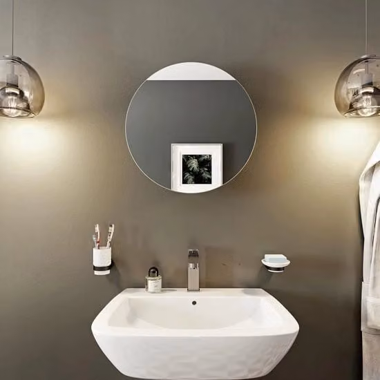 Cassettone Bagno in Acciaio Inossidabile con Specchio Sferico