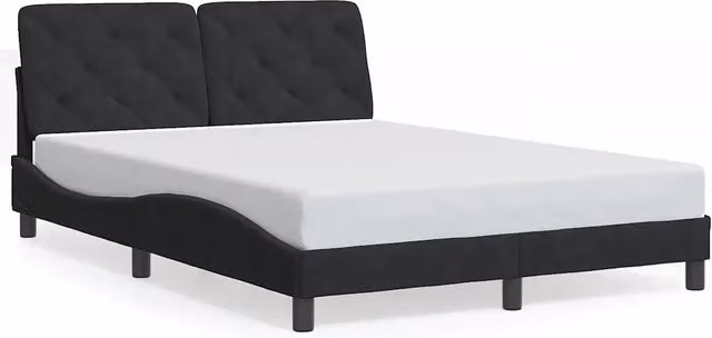 Letto matrimoniale | Letto per adulti | Giroletto senza Materasso Nero 140x200 cm in Velluto