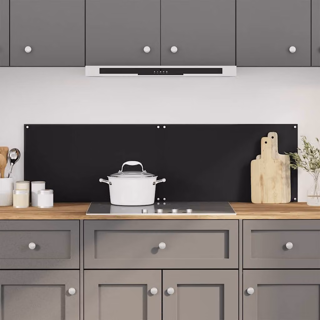 Set di 2 paraschizzi per cucina vidaXL in vetro temperato nero, L: 70 cm, P: 40 cm