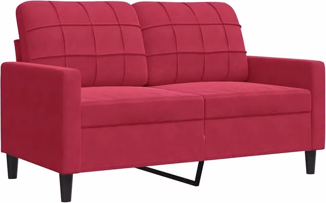 Divano da soggiorno moderno in velluto rosso con struttura in metallo e imbottitura in schiuma L: 137 cm, P: 77 cm, H: 80 cm – 1