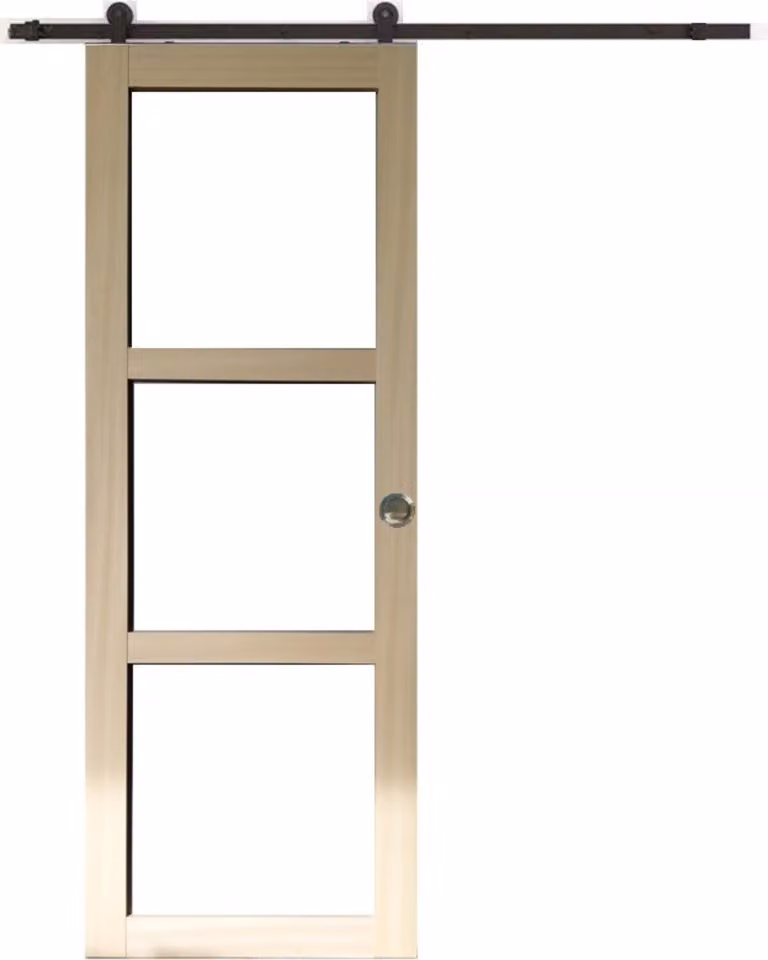 Porta scorrevole in legno Ayous con vetro trasparente H204 x L83 cm, binario con rotelle, gusci grandi per GD MENUISERIES