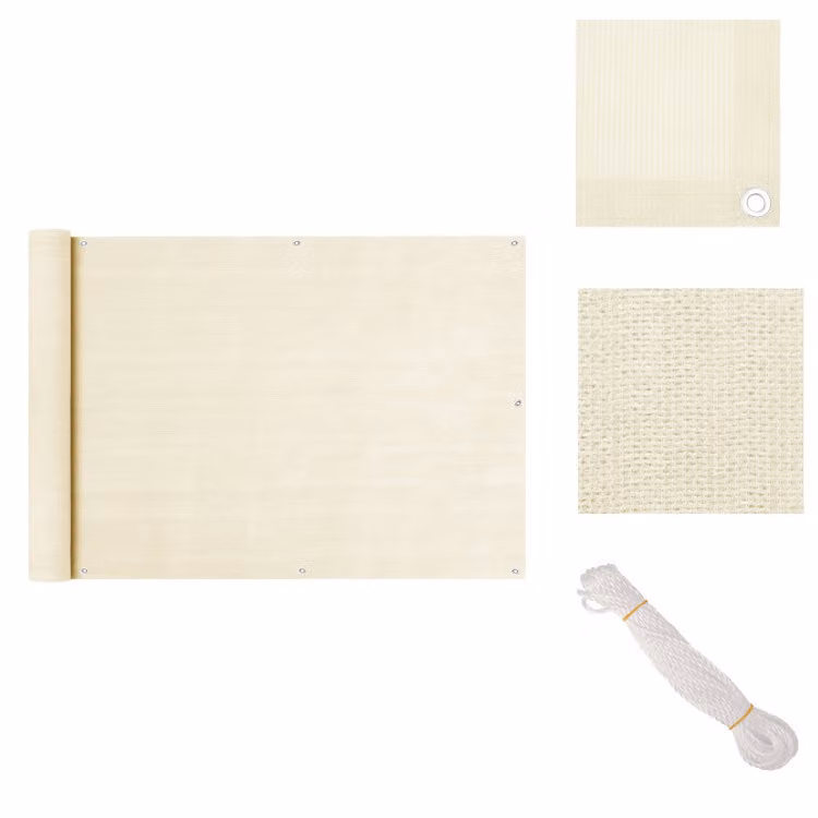 vidaXL Schermo per balcone, colore crema, 75x600 cm, materiale HDPE - Ombrelloni e protezioni solari