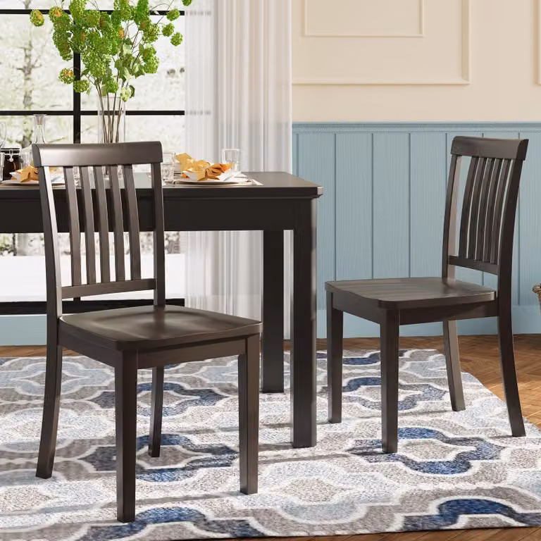 Set di 2 sedie da pranzo moderne – seduta imbottita, gambe in legno - Marrone cioccolato scuro