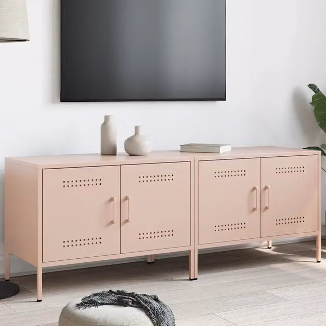 Set di 2 mobili TV vidaXL in acciaio rosa per soggiorno e camera da letto L: 68 cm, P: 39 cm, H: 50,5 cm – 1