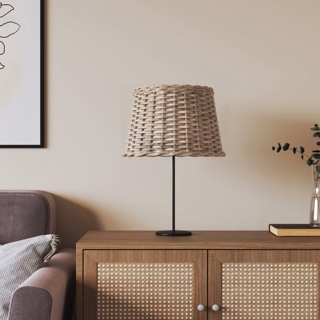 Paralume boho in vimini e metallo marrone vidaXL, Ø 40 x 26 cm, per lampadine E27