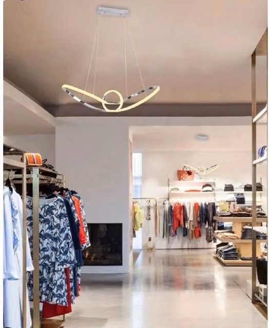 Lampadario a sospensione moderno Trade Shop in metallo argento con LED da 38W e luce regolabile CCT