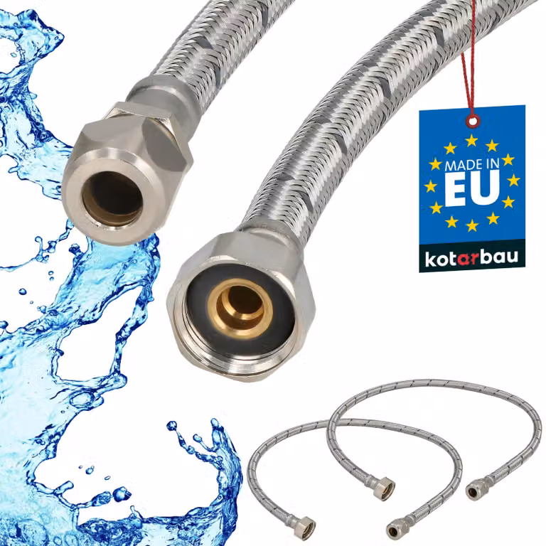 KOTARBAU® 2 Pezzi Tubo Flessibile per Rubinetto 1/2" x 3/8" Tubo di Raccordo 80 cm Dado Girevole x Raccordo a Pressare Acciaio Inox
